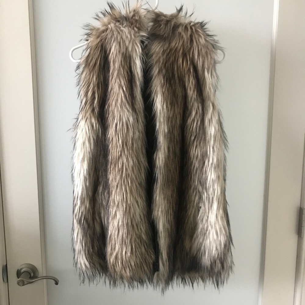 Free People Hooded Fur Vest